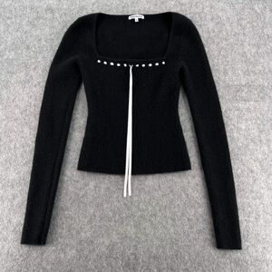 Reformation Kameron Cashmere Tie Black Sweater Small